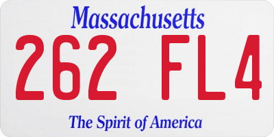MA license plate 262FL4