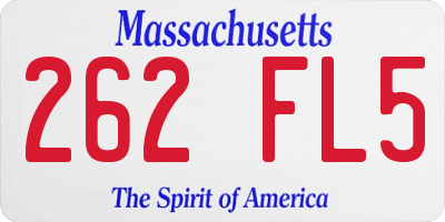 MA license plate 262FL5