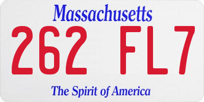 MA license plate 262FL7