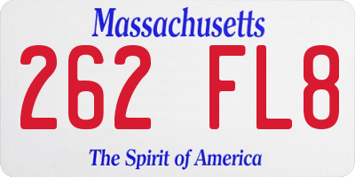 MA license plate 262FL8