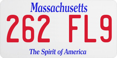 MA license plate 262FL9