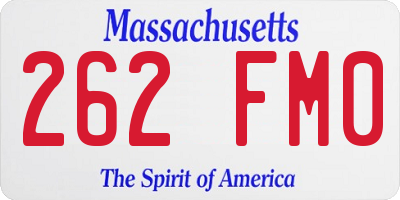 MA license plate 262FM0