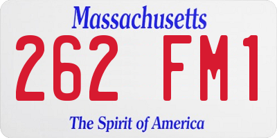 MA license plate 262FM1
