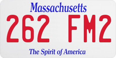 MA license plate 262FM2
