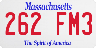 MA license plate 262FM3