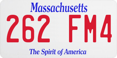 MA license plate 262FM4