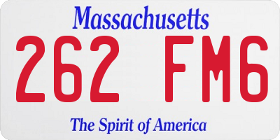 MA license plate 262FM6