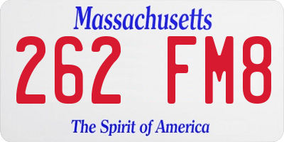 MA license plate 262FM8