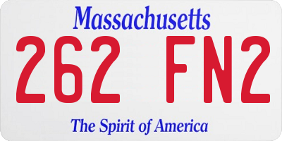 MA license plate 262FN2