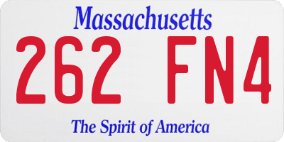 MA license plate 262FN4