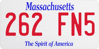 MA license plate 262FN5