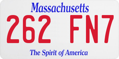 MA license plate 262FN7