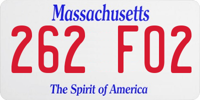 MA license plate 262FO2