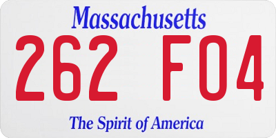 MA license plate 262FO4