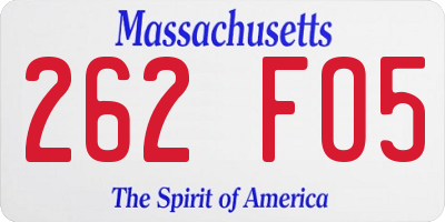 MA license plate 262FO5