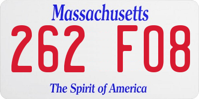 MA license plate 262FO8