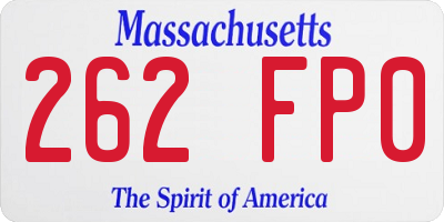 MA license plate 262FP0
