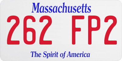 MA license plate 262FP2