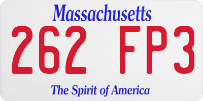 MA license plate 262FP3