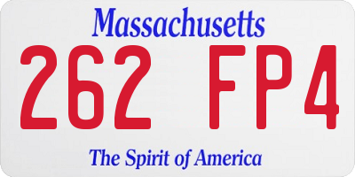 MA license plate 262FP4