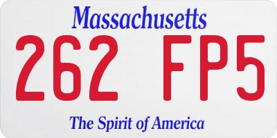 MA license plate 262FP5