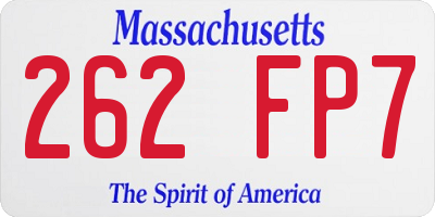 MA license plate 262FP7