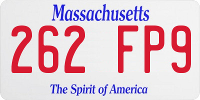 MA license plate 262FP9