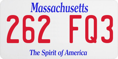 MA license plate 262FQ3