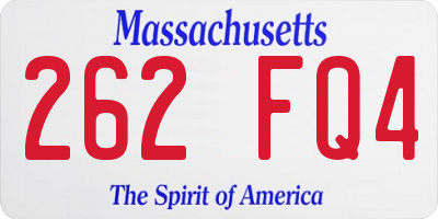 MA license plate 262FQ4