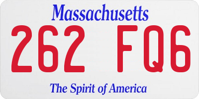 MA license plate 262FQ6