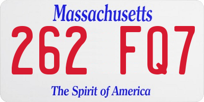 MA license plate 262FQ7