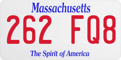 MA license plate 262FQ8