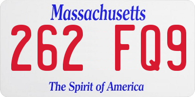 MA license plate 262FQ9
