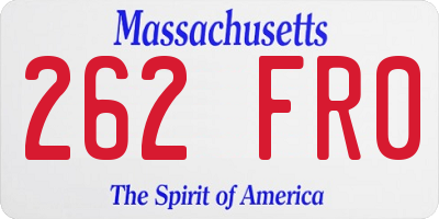 MA license plate 262FR0