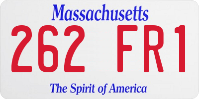 MA license plate 262FR1