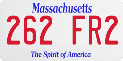 MA license plate 262FR2