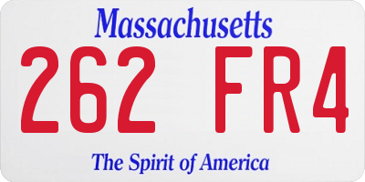 MA license plate 262FR4