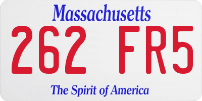 MA license plate 262FR5