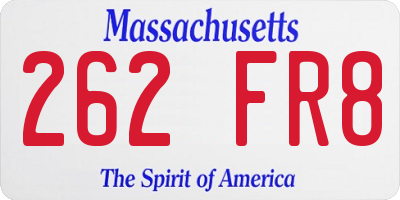 MA license plate 262FR8