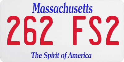 MA license plate 262FS2