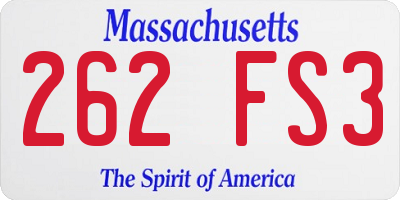 MA license plate 262FS3