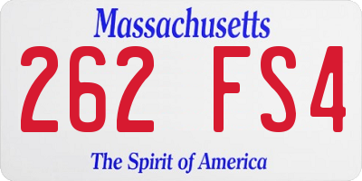 MA license plate 262FS4