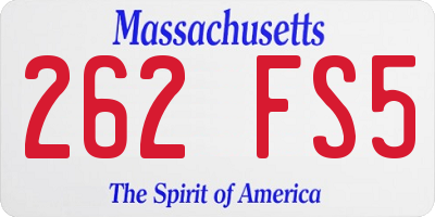 MA license plate 262FS5