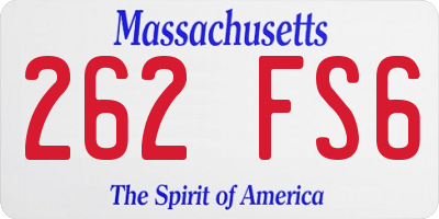MA license plate 262FS6