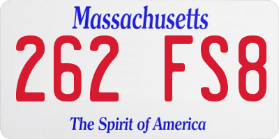 MA license plate 262FS8