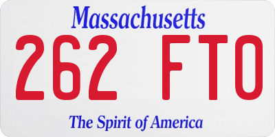 MA license plate 262FT0