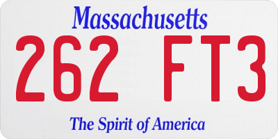 MA license plate 262FT3