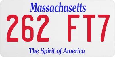 MA license plate 262FT7
