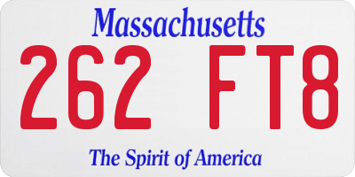 MA license plate 262FT8