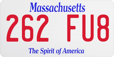 MA license plate 262FU8